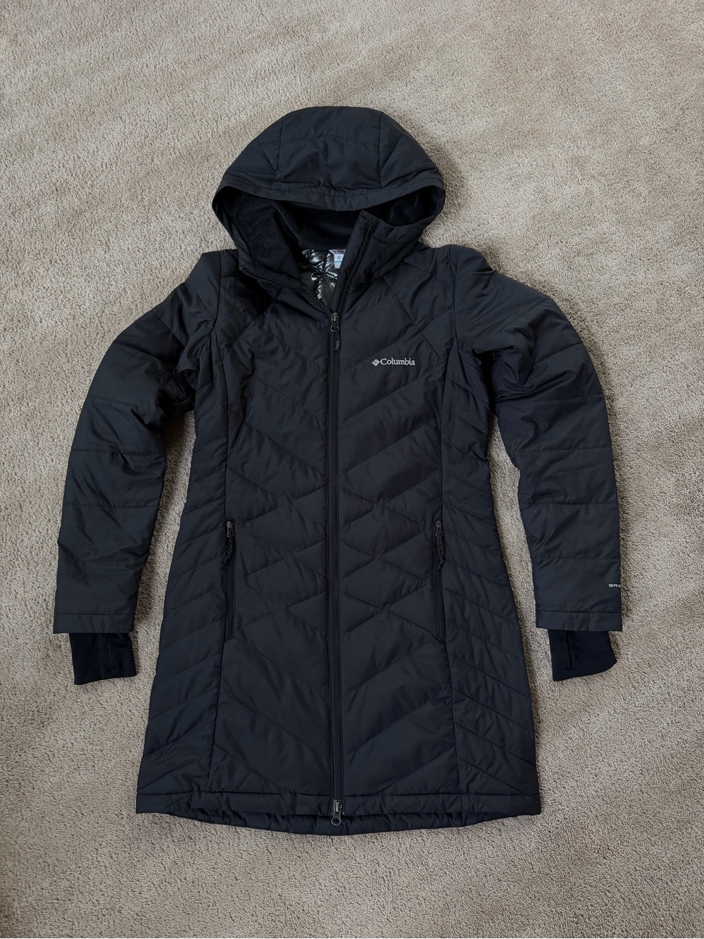 Columbia Women's Black Long Hooded Puffer Coat